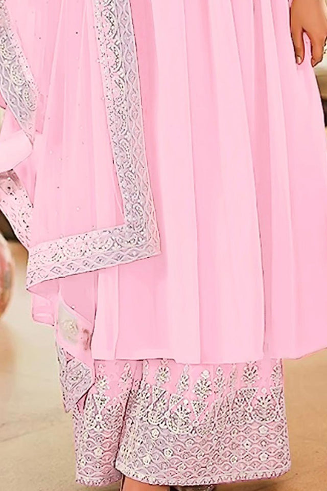 Baby Pink Georgette Pakistani Palazzo Suit