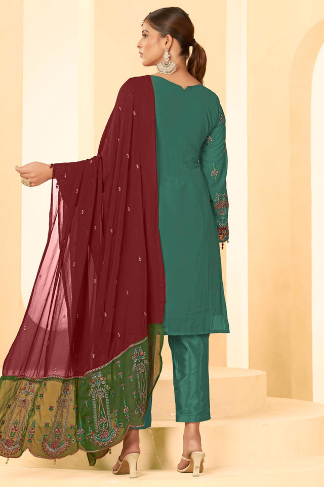 Blue Georgette Embroidered Pakistani Suit