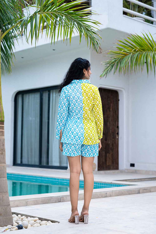 Multi-Color Floral Print Cotton Co-Ord Set