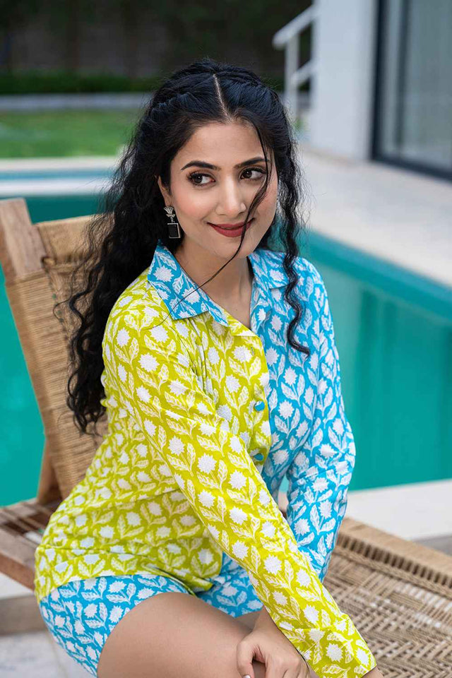 Multi-Color Floral Print Cotton Co-Ord Set