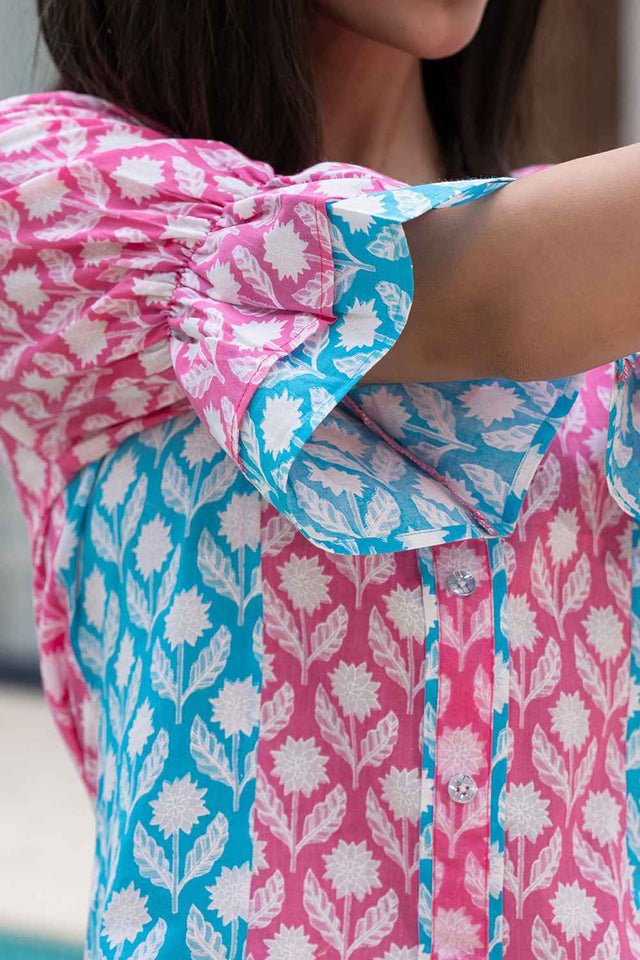 Pink Floral Print Cotton Co-Ord Set