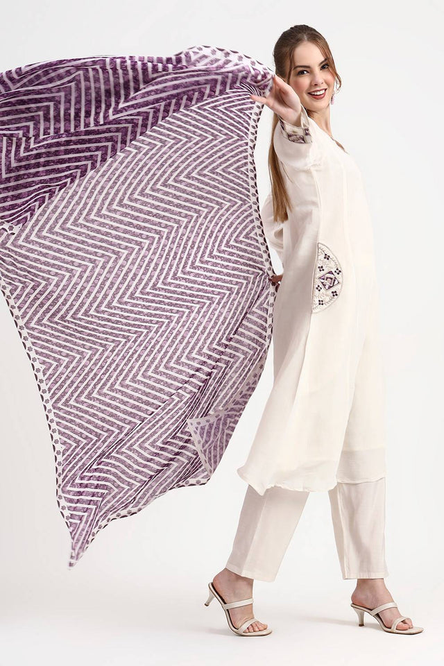 Violet Solid Silk Anarkali Suit Set