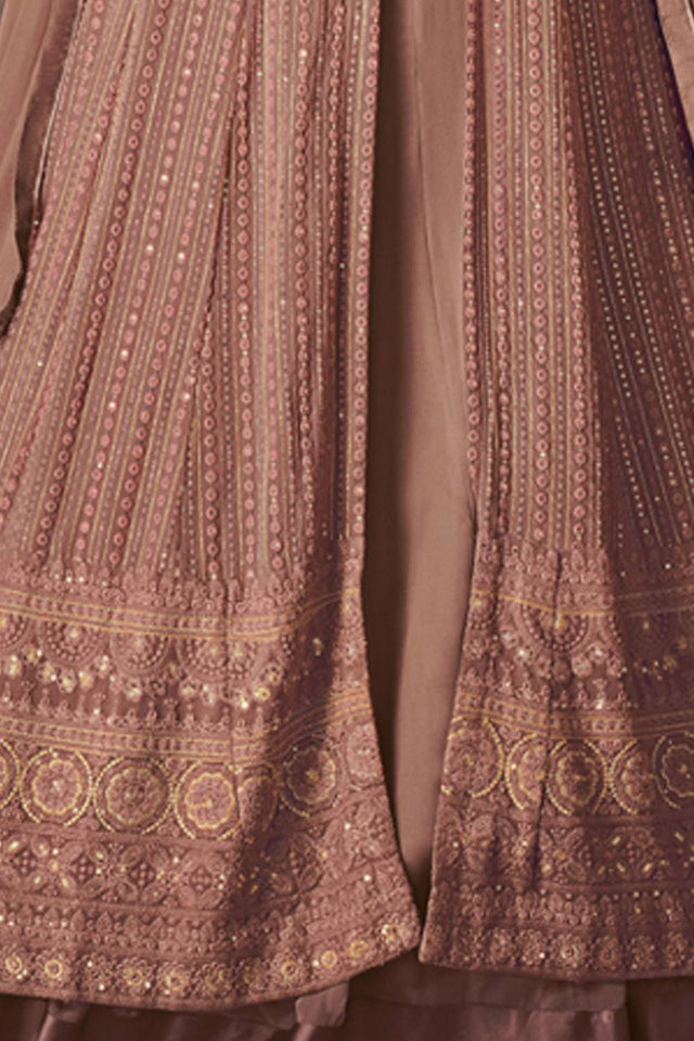 Multi Color Sequin with Embroidered Georgette Gown