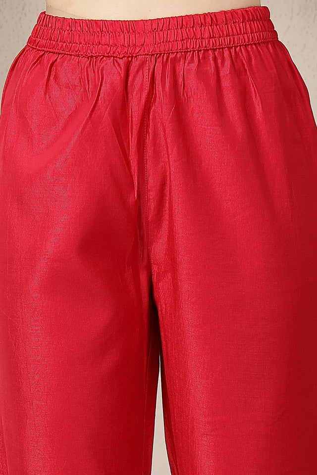 Pink Embroidered Silk blend Anarkali Suit Set