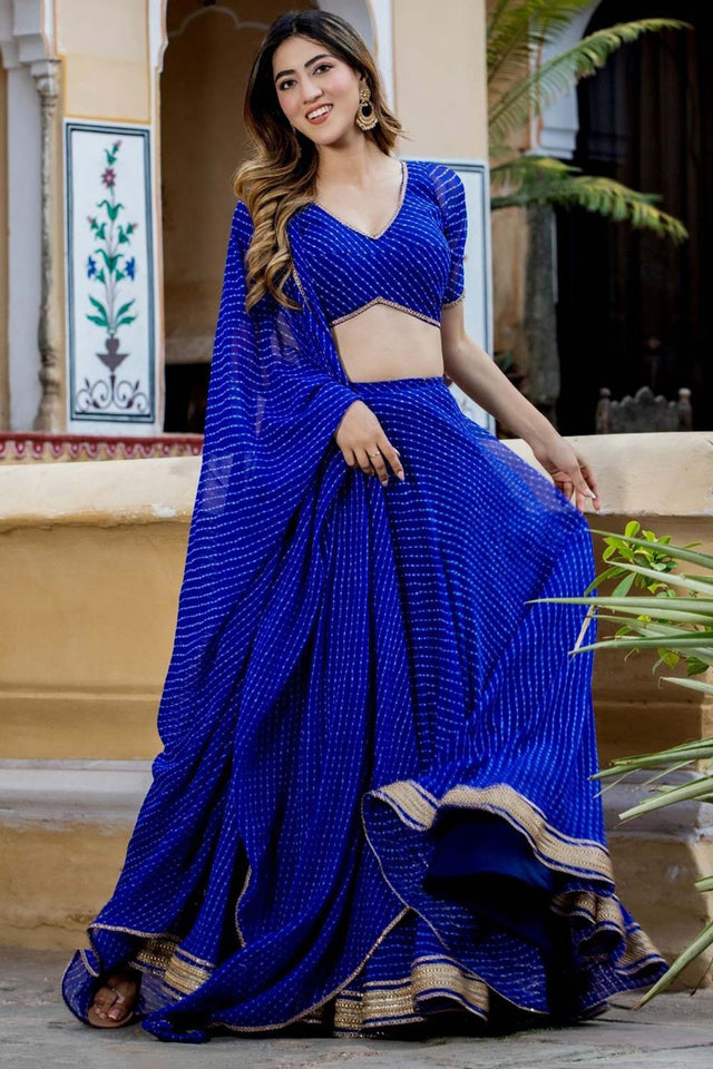 Blue Georgette Zari Work Lehenga Choli (15049-Blue)