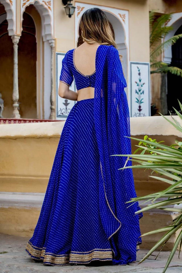 Blue Georgette Zari Work Lehenga Choli (15049-Blue)