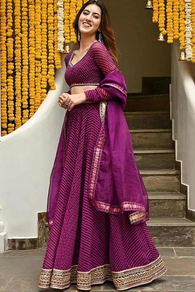 Purple Georgette Zari Work Lehenga Choli (15079-Purple)