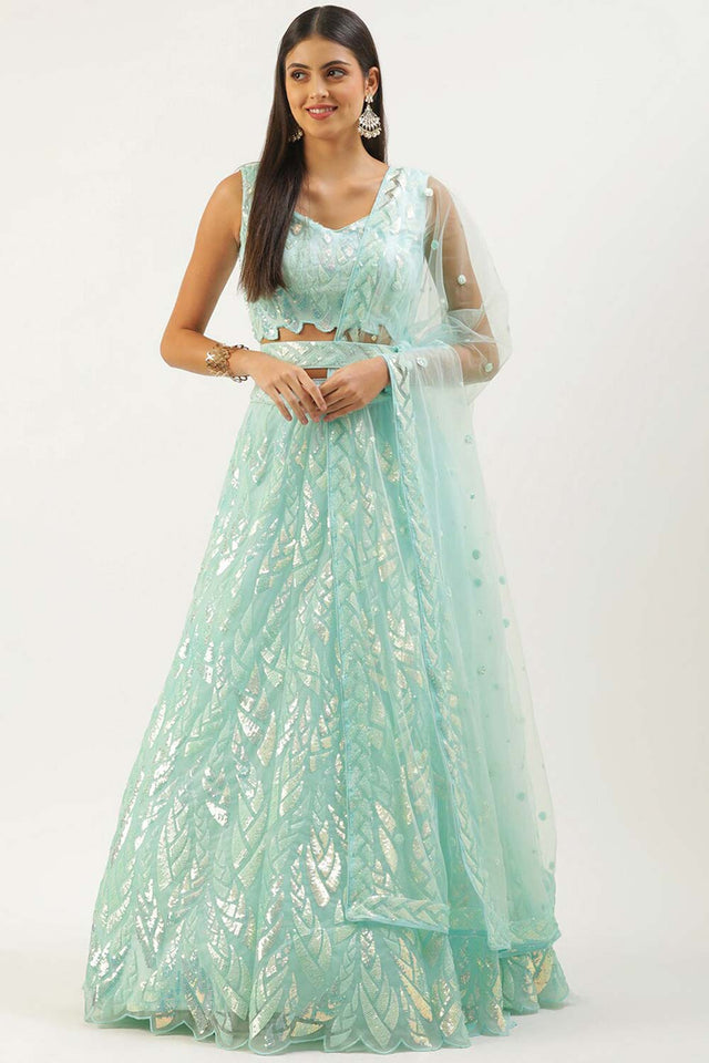 Blue Soft Net Embroidered Lehenga Choli (15101-BLUE)