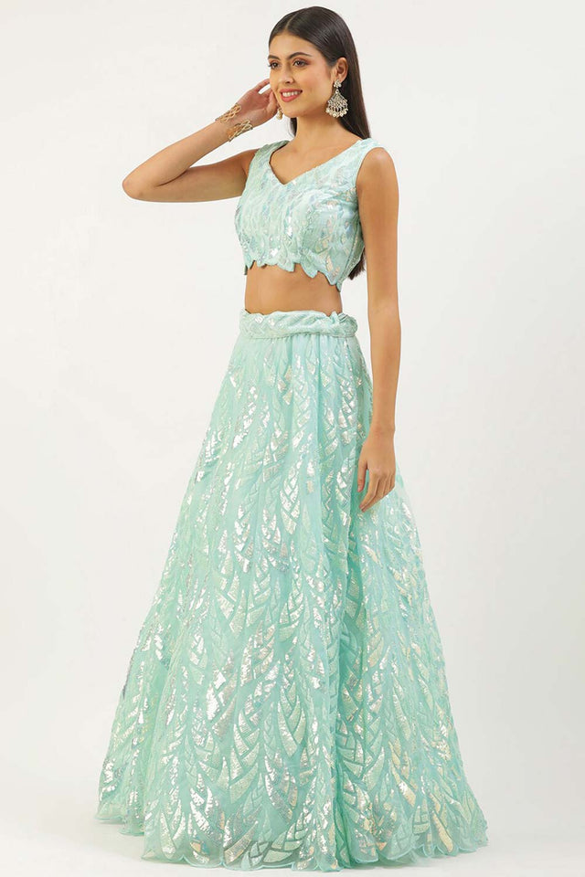 Blue Soft Net Embroidered Lehenga Choli (15101-BLUE)