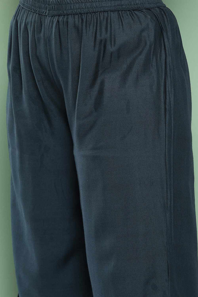 Beige Printed Cotton Kurti Palazzo Set