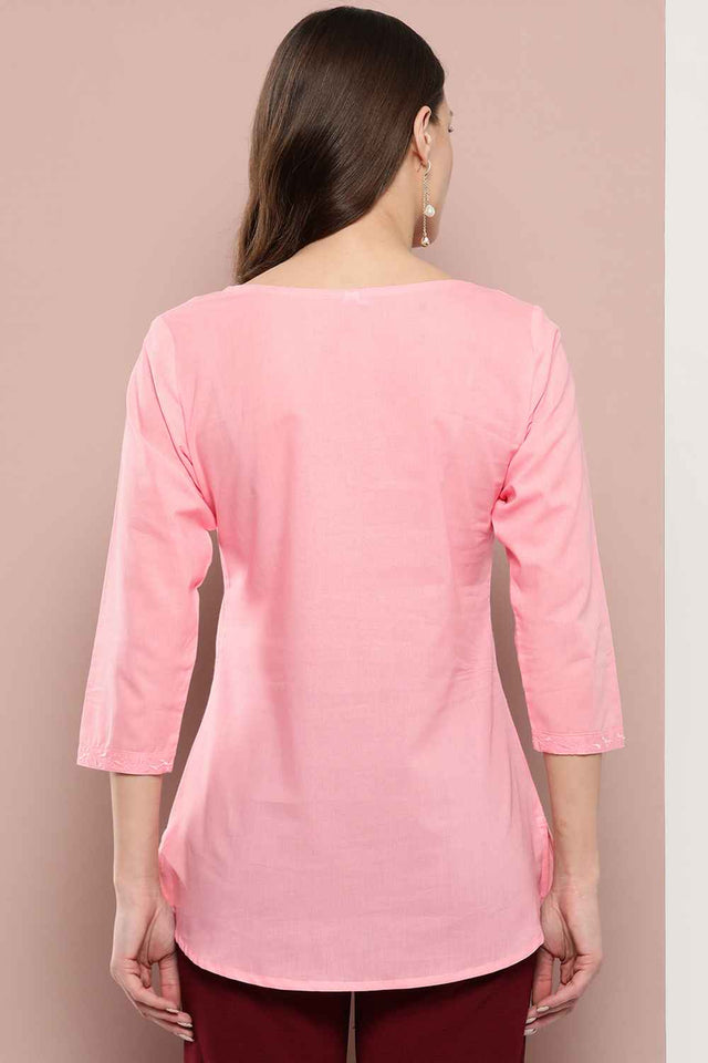 Orange Chikankari Pure Cotton Top