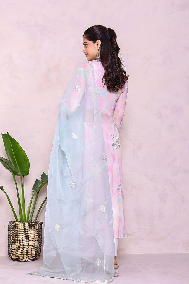 Multi Color Floral Embroidered Georgette Anarkali Suit (23Gottamulti)