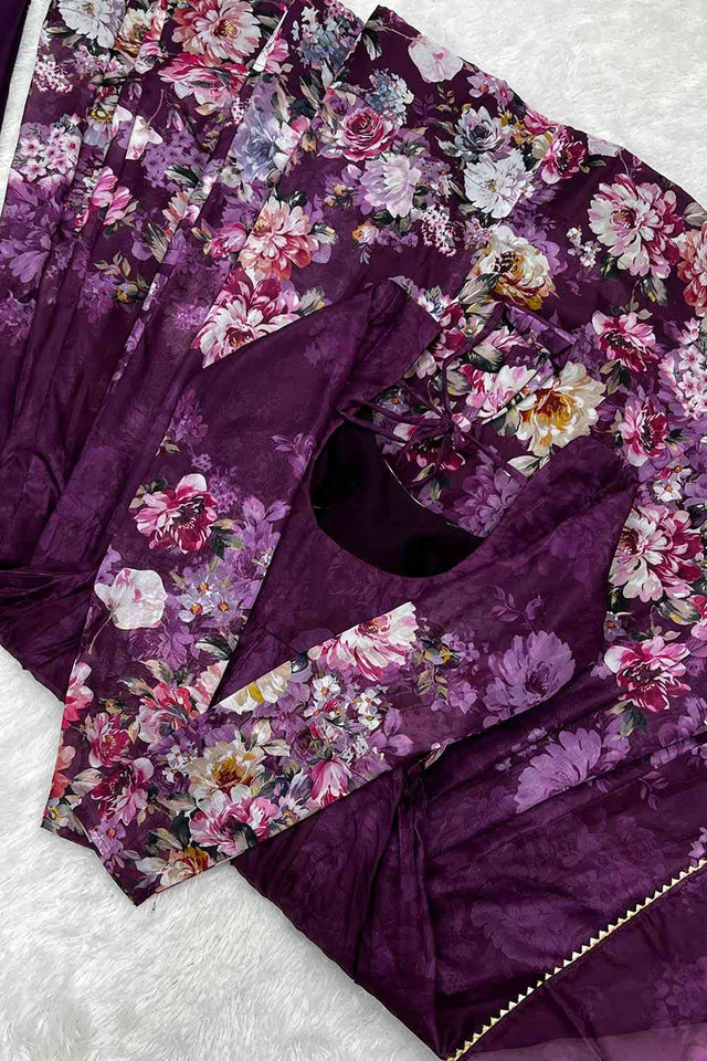 Organza Silk Fabric Fully Flair Kali Pattern With Canvas Patta Attached Padded And Zipper Gown With Dupatta And Pant