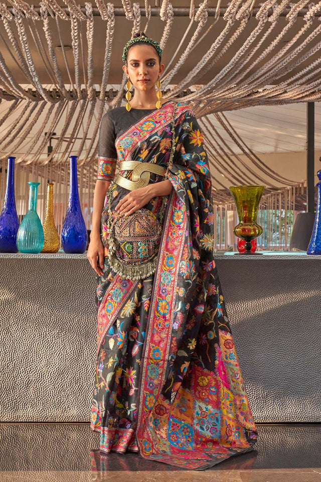 Kabira Black Modal Woven Saree