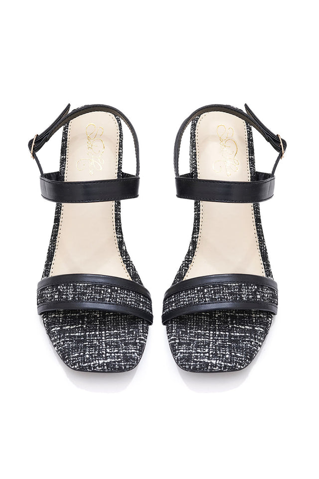 Black Thread work Pu Leather Heels