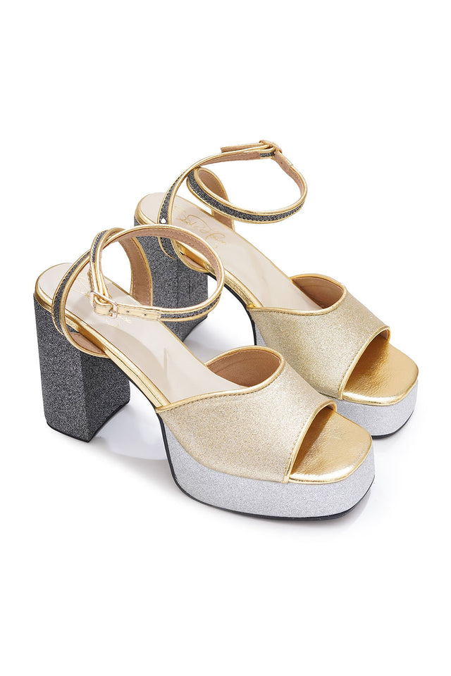 Multi Color Shimmer Pu Leather Heels