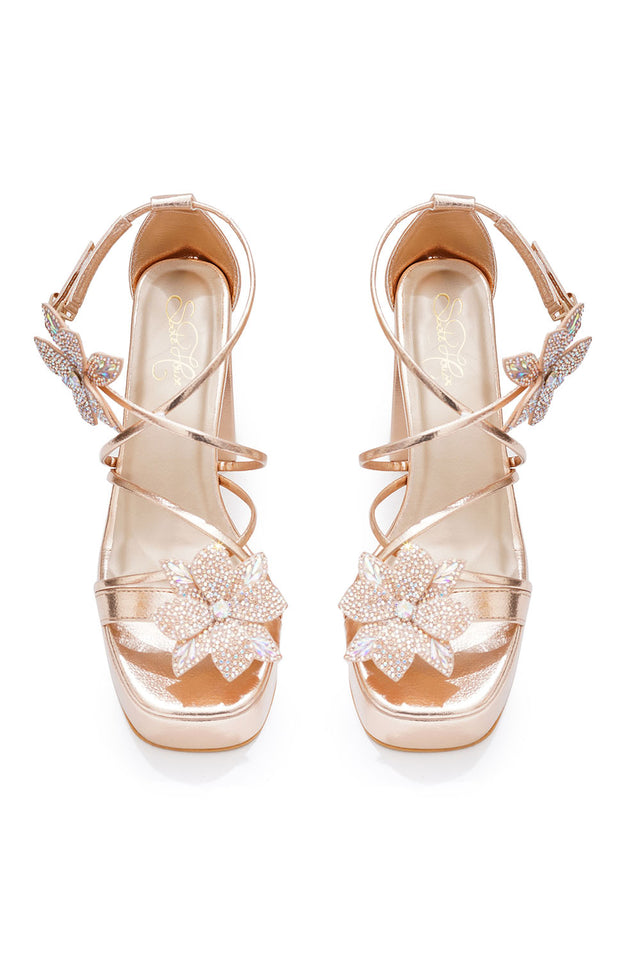 Multi Color Embellished Pu Leather Heels