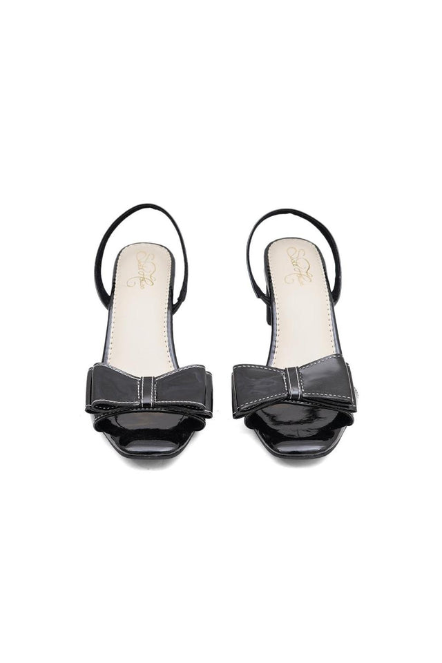 Black Faux Leather Block Heel (3365)