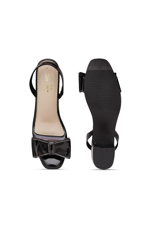 Black Faux Leather Block Heel (3365)