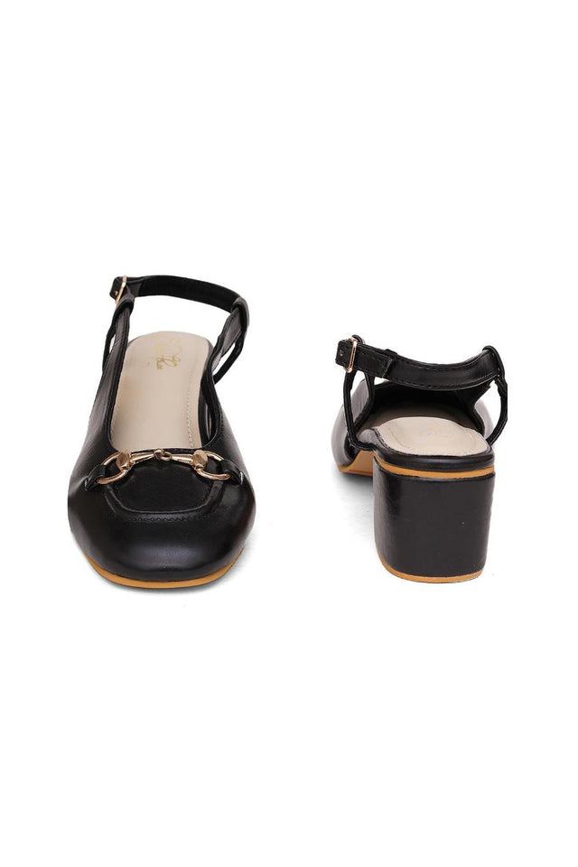 Black Faux Leather Block Heel (3368)