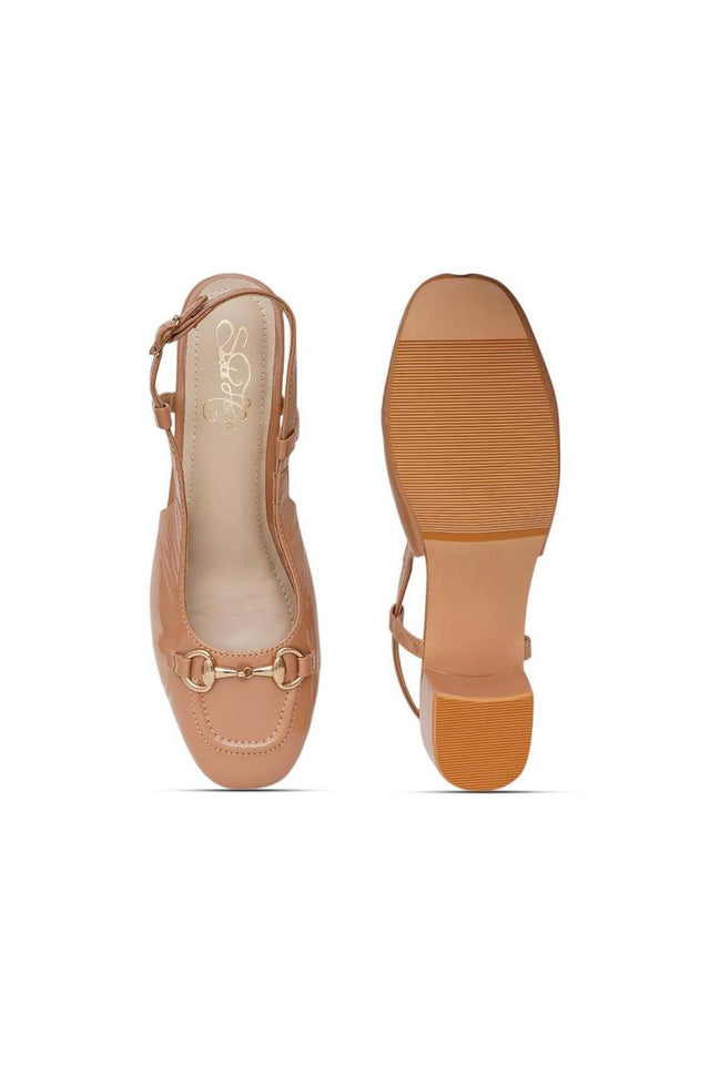 Beige Faux Leather Block Heel (3369)