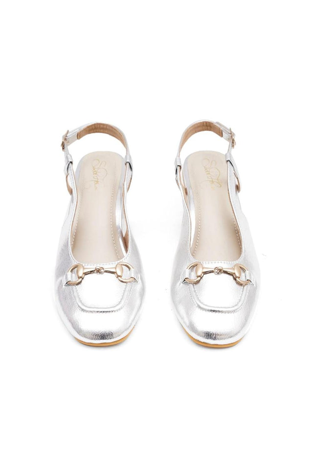 Silver Faux Leather Block Heel (3370)