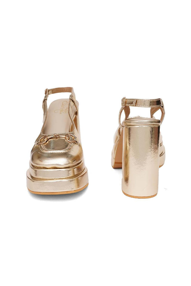 Gold Faux Leather Platform Heel (3372)