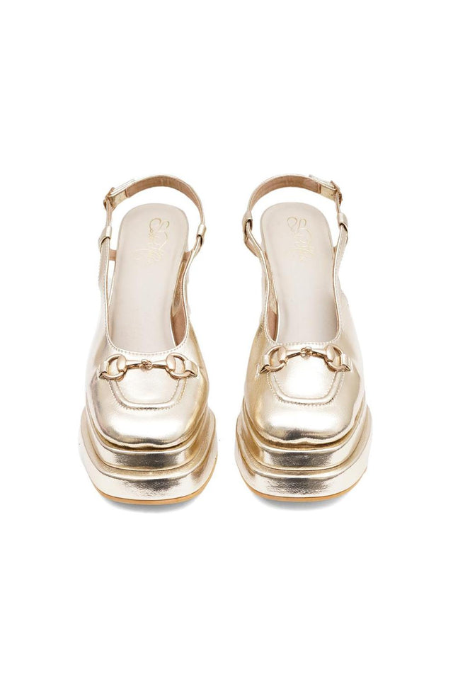 Gold Faux Leather Platform Heel (3372)