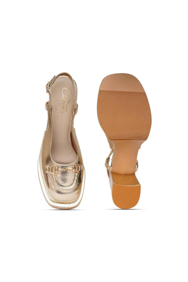 Gold Faux Leather Platform Heel (3372)