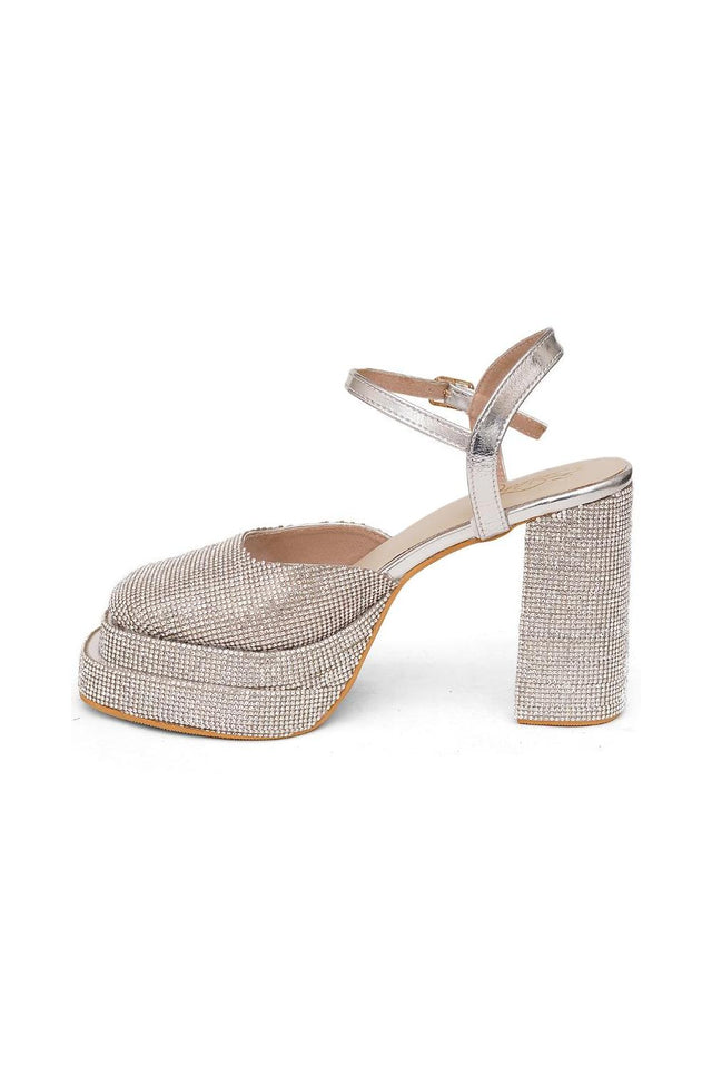 Silver Faux Leather Platform Heel (3374)