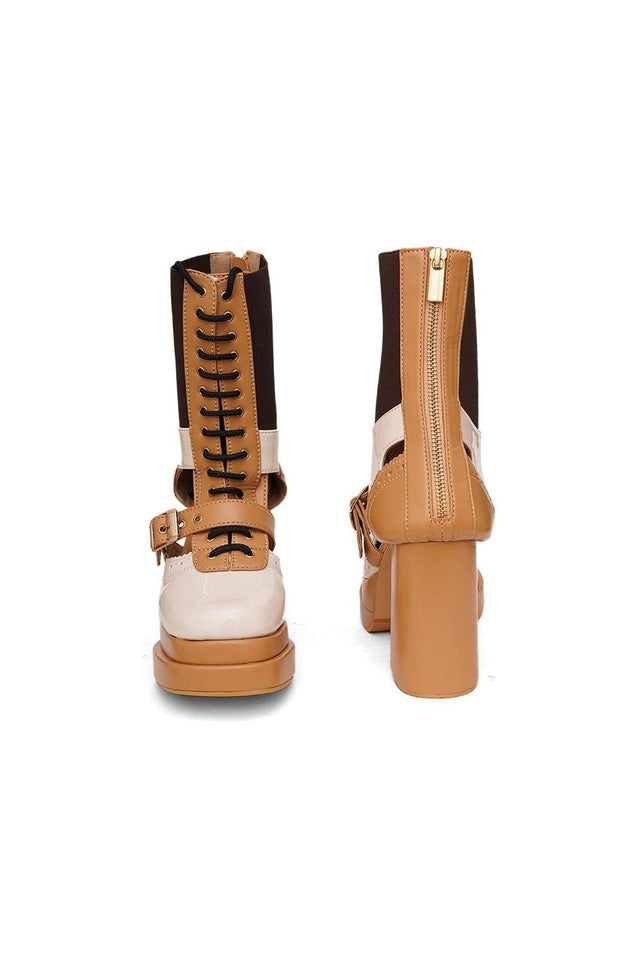 Multi Color Faux Leather Boots (3377)