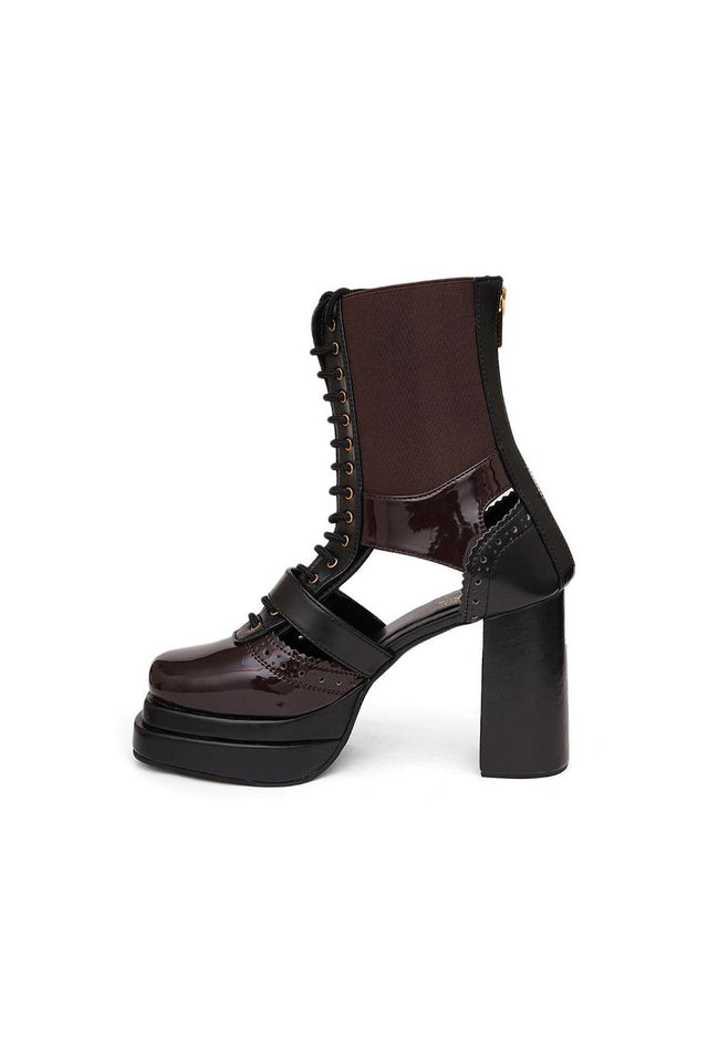 Brown Faux Leather Boots (3379)