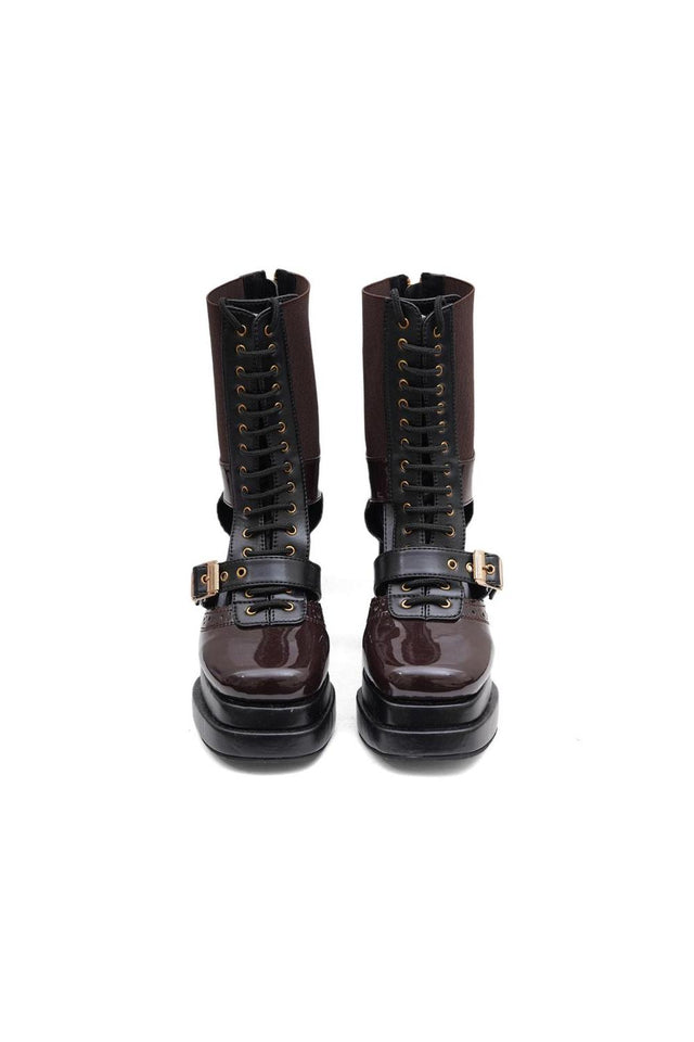 Brown Faux Leather Boots (3379)
