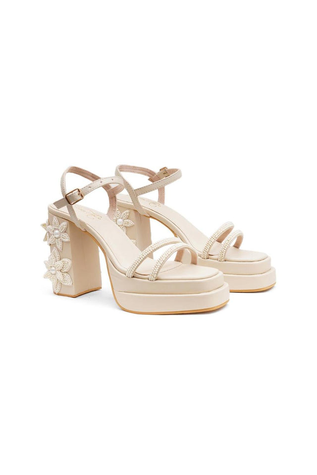 Cream Faux Leather Platform Heel (3385)