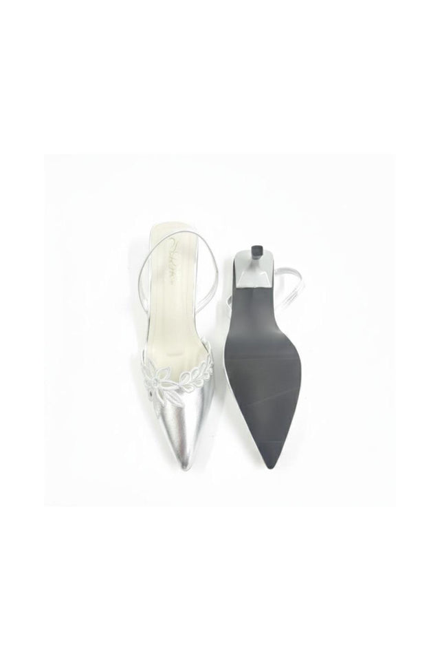 Silver Faux Leather Pencil Heel (3410)