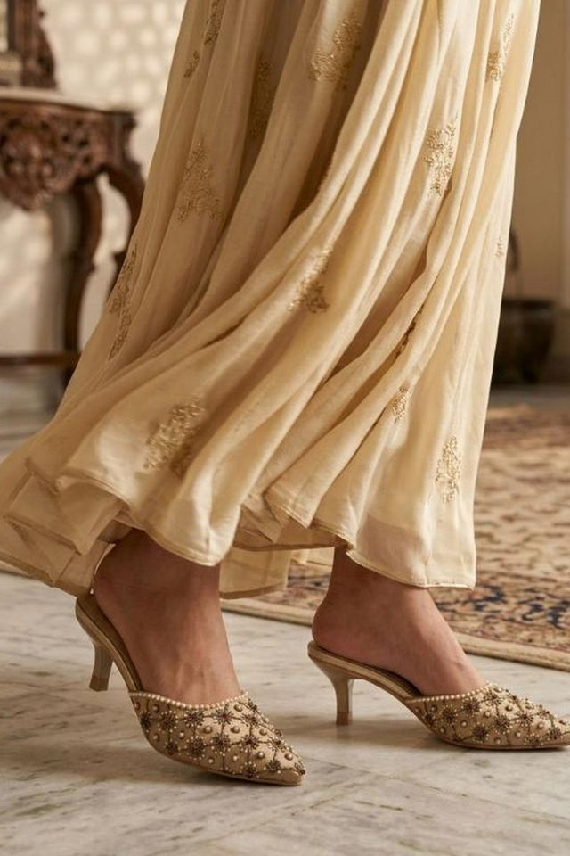 Gold Faux Leather Pencil Heel (3412)