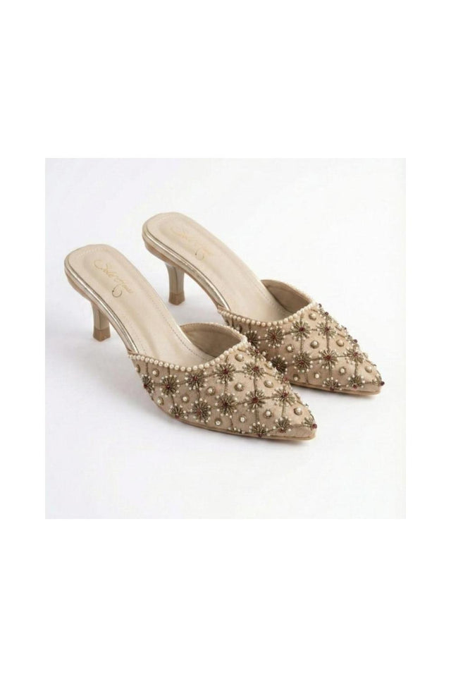Gold Faux Leather Pencil Heel (3412)