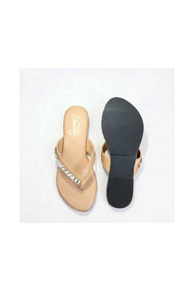 Beige Faux Leather Flats (3414)