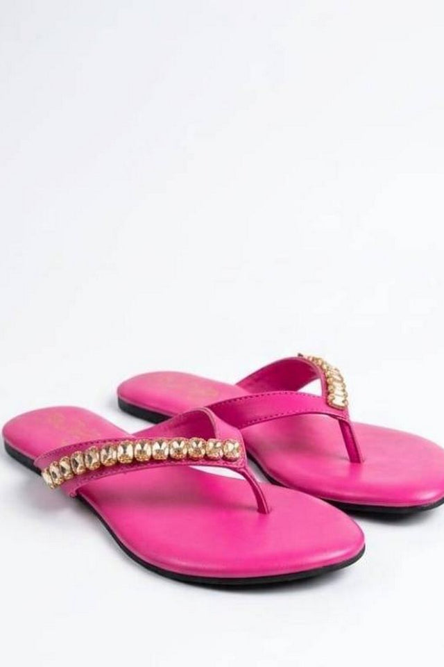Pink Faux Leather Flats (3415)