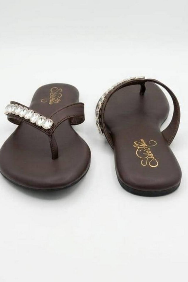 Brown Faux Leather Flats (3416)