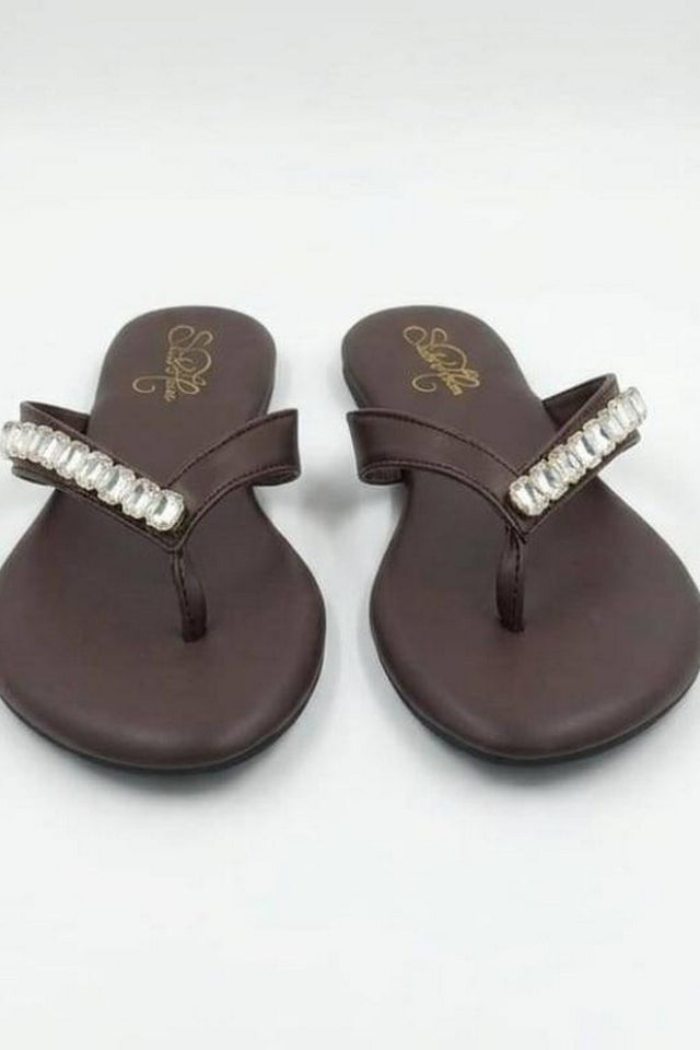 Brown Faux Leather Flats (3416)
