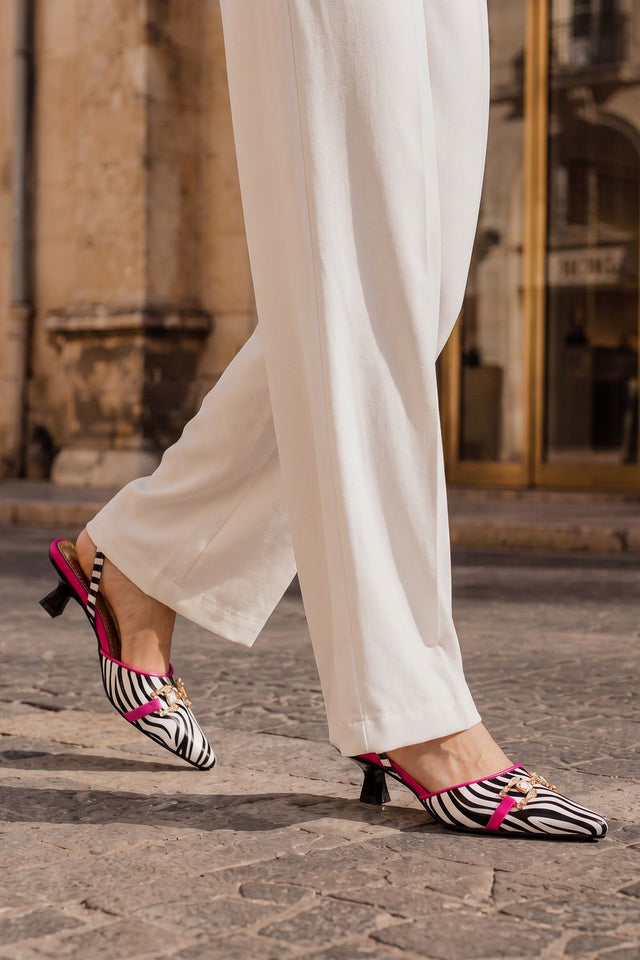 Multi Color Zebra Printed Faux Leather Pencil Heel (3418)