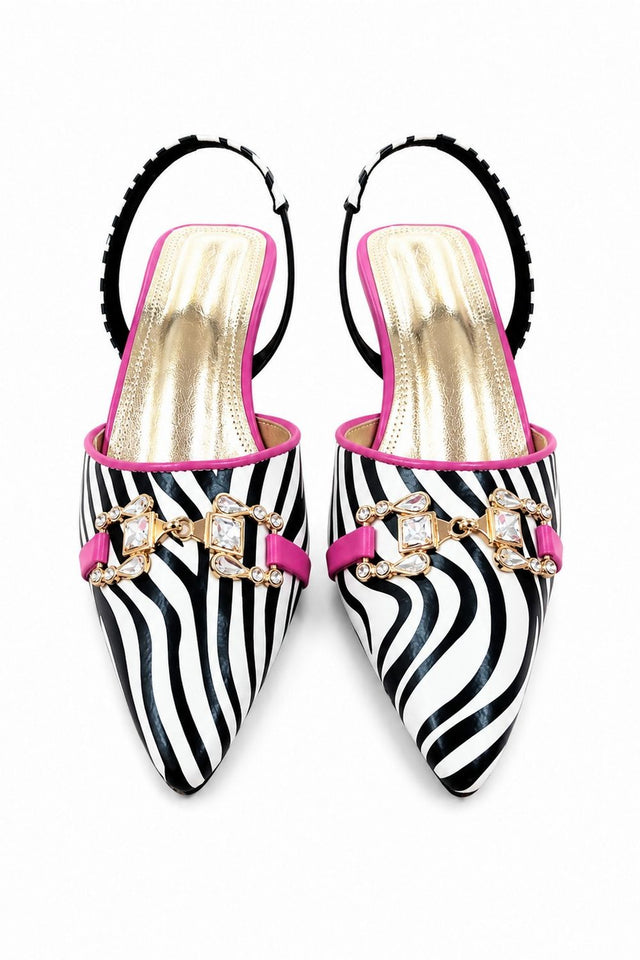 Multi Color Zebra Printed Faux Leather Pencil Heel (3418)