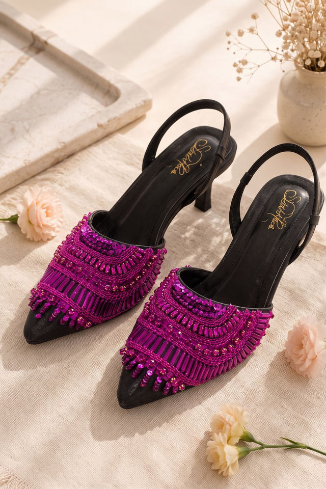 Grey Crystal Embellishment Faux Leather Pencil Heel (3421)