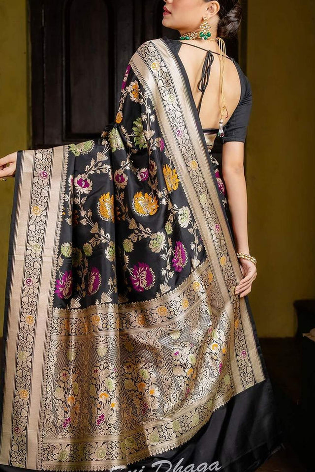 Multi Color Banarasi Woven Soft Silk Saree (50105)
