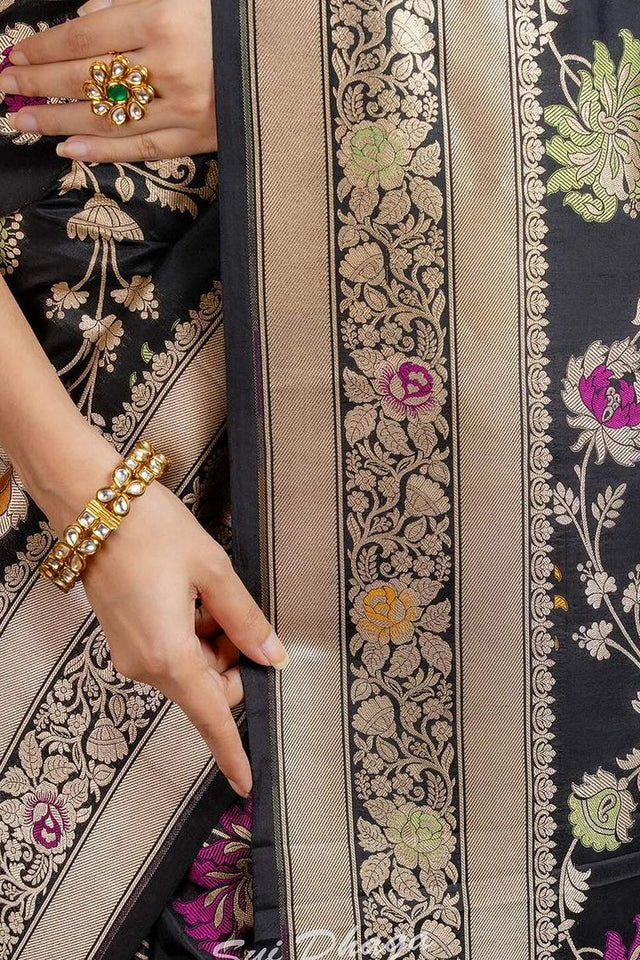 Multi Color Banarasi Woven Soft Silk Saree (50105)