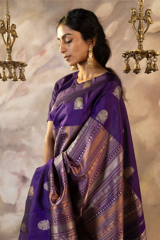 Multi Color Banarasi Woven Soft Silk Saree (50109)