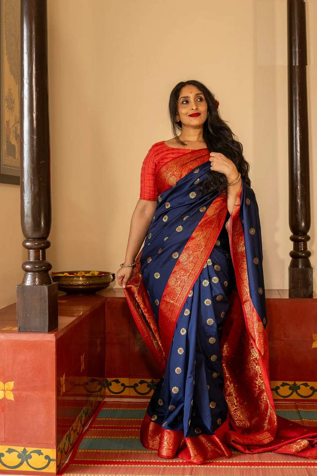 Royal Blue Banarasi Woven Soft Silk Saree (50117_3)