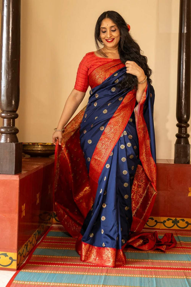 Royal Blue Banarasi Woven Soft Silk Saree (50117_3)