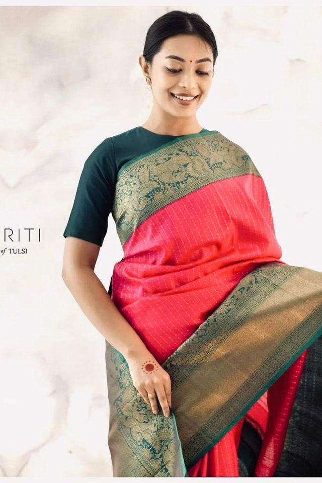 Multi Color Banarasi Woven Soft Silk Saree (50129)
